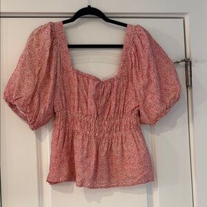 Vineyard Vines Pink Floral Puff Sleeve Blouse